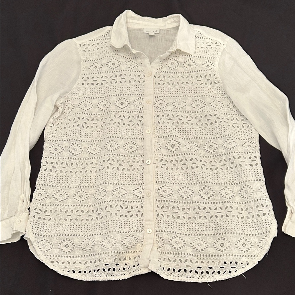 J.Jill Linen Long Sleeve Button Down